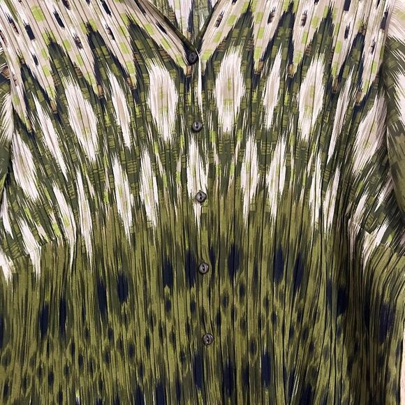Maggie Barnes Women Green Multi Geometric Print in Textured Fabric Top Sz-3X - Picture 3 of 6